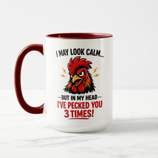 Funny Rooster Coworker Mug | I May Look Calm Mok (Links)