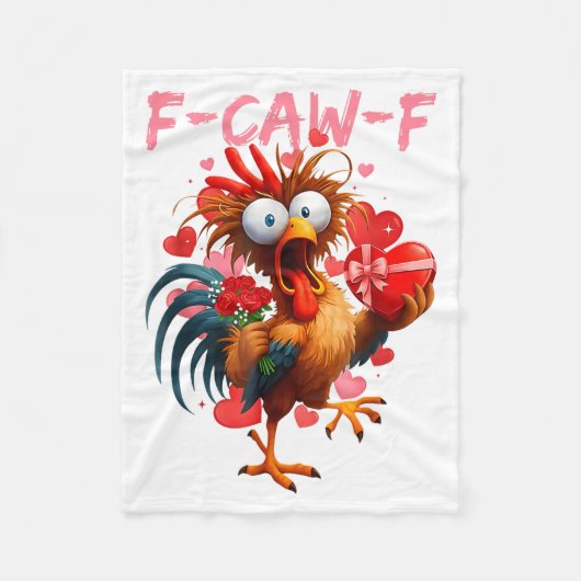 Funny Rooster F-caw-f Valentines Day Chicken Fcawf Fleece Deken (Voorkant)