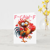 Funny Rooster F-caw-f Valentines Day Chicken Fcawf Kaart (Gele Bloem)