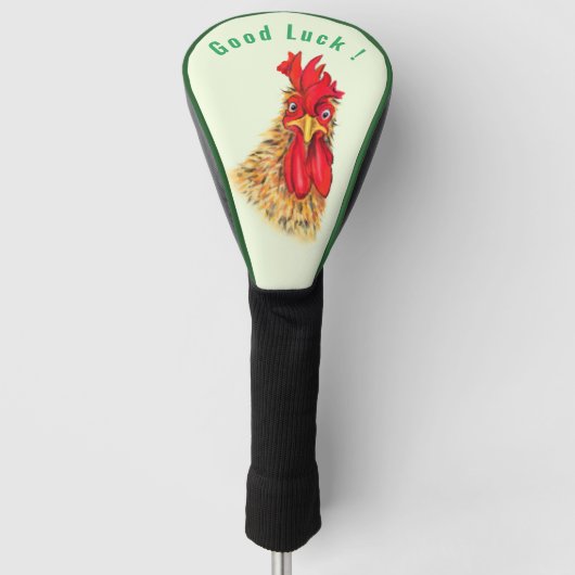 Funny Rooster Golf Head Hoesje met aangepaste teks Golfheadcover (Voorkant)
