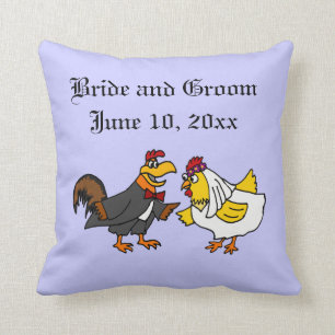 Funny Rooster Groom en Hen Bride Wedding Kussen