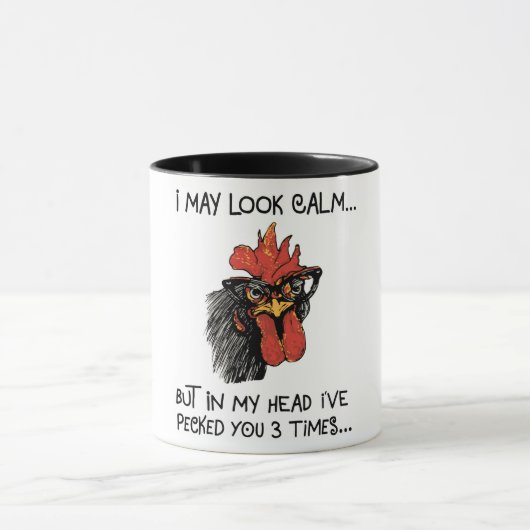 Funny Rooster/ik heb je drie keer geprikt Mok (Midden)