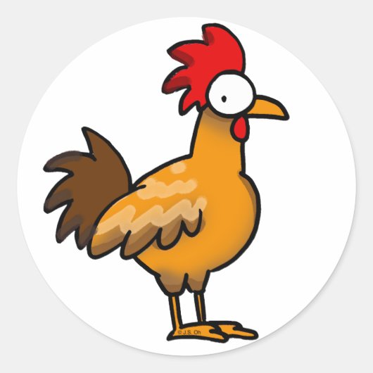 Funny rooster ronde sticker (Voorkant)