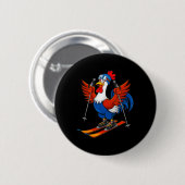 Funny Rooster Skiing Adventure Cartoon Ronde Button 5,7 Cm (Voorkant /achterkant)