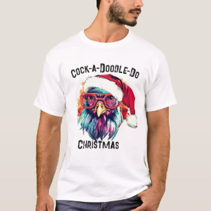 Funny Rooster T-shirt, Cock-a-Doodle-Do Kerst T-shirt