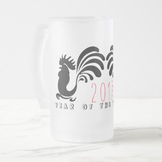 Funny Roosters Chinese Mok in het nieuwjaar 2017 (Voorkant links)