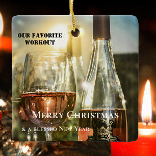 Funny Rosé Wine Workout Aangepast Keramisch Ornament