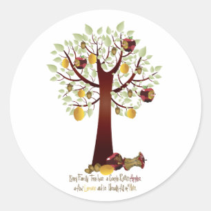 Funny Rotten Apple Family Tree Ronde Sticker