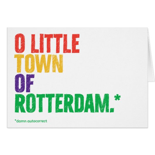 Funny "Rotterdam" Autocorrect carte de Noël (Devant horizontal)