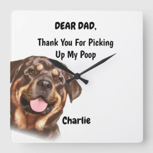 Funny Rottweiler Dog Dad Waterverf Canine Art Vierkante Klok