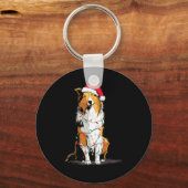 Funny Rough Collie Christmas Graphics Dog Lights L Sleutelhanger (Voorkant)
