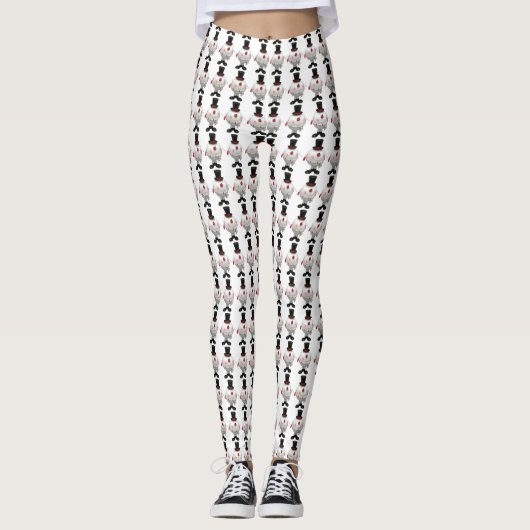 Funny Round Snowman, feestelijke kerst Leggings (Voorkant)