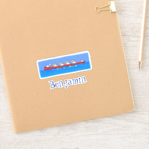 Funny rowing crew pelicans cartoon illustratie sticker