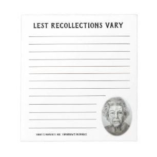 Funny Royal Queen Elizabeth Custom Text Notepad Notitieblok