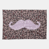 Funny Roze Bling Mustache en Animal Print Pattern Theedoek (Horizontaal)