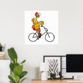 Funny Rubber Chicken Riding Bicycle Poster (Thuiskantoor)