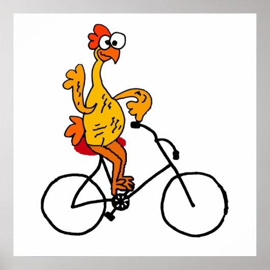 Funny Rubber Chicken Riding Bicycle Poster (Voorkant)