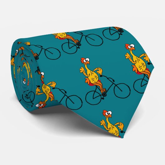 Funny Rubber Chicken Riding Bicycle Stropdas (Opgerold)
