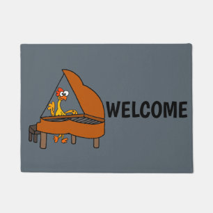 Funny Rubber Chicken Spelling Piano Cartoon Deurmat