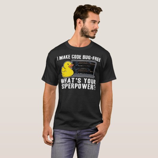 Funny Rubber Duck Debugging Superpower Coding laby T-shirt (Voorkant volledig)