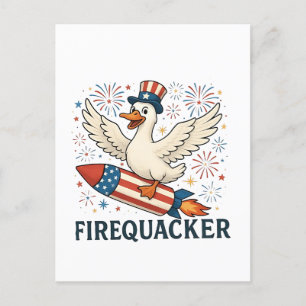 Funny Rubber Duck USA Patriotic Firequacker 4th Aankondigingskaart