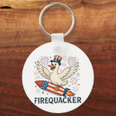 Funny Rubber Duck USA Patriotic Firequacker 4th Sleutelhanger (Voorkant)