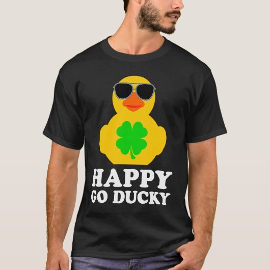 Funny Rubber Duck Vier Leaf Clover Sunbril Happ T-shirt (Voorkant)