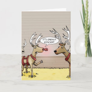 Funny Rudolf Energy Efficient Light Bulb Card Feestdagen Kaart
