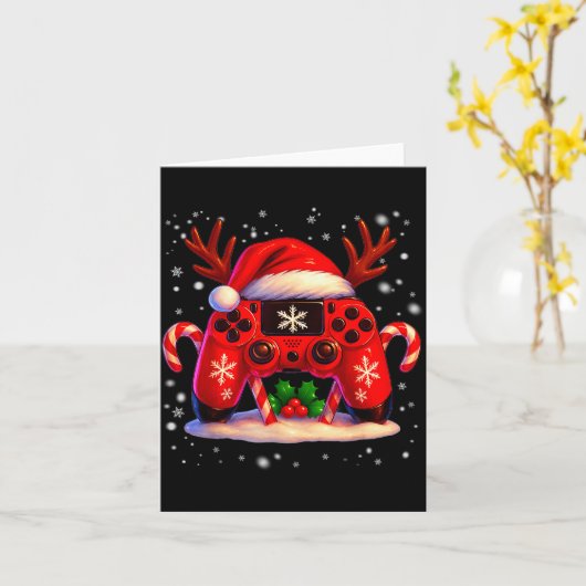 Funny Rudolph Game Controller Christmas Xmas Boy K Kaart (Gele Bloem)