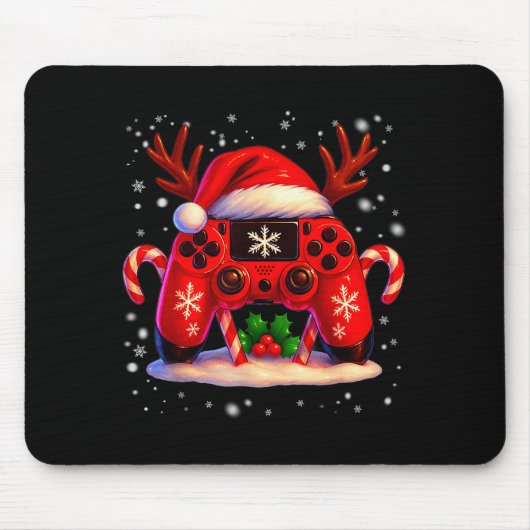 Funny Rudolph Game Controller Christmas Xmas Boy K Muismat (Voorkant)