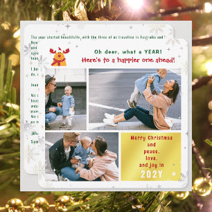 Funny Rudolph Oh Deer Peace Love Joy Schattige 3 f Feestdagenkaart