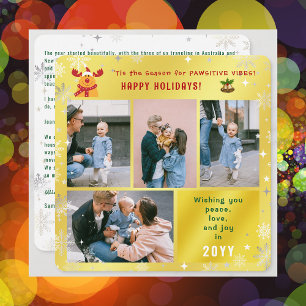 Funny Rudolph Peace Love Joy 4 Foto's Schattige Go Feestdagenkaart