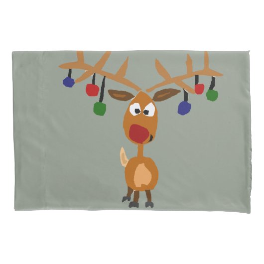 Funny Rudolph Reindeer Kerstmis Kussensloop (Voorkant)
