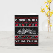 Funny Rugby O Scrum All Ye Faithful Ugly Merry Chr Kaart (Gele Bloem)