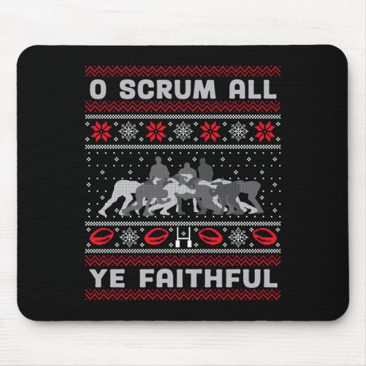 Funny Rugby O Scrum All Ye Faithful Ugly Merry Chr Muismat (Voorkant)
