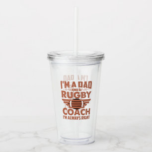 Funny Rugby Pa en Rugby Coach Acryl Drinkbeker