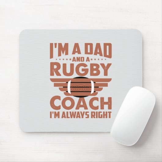 Funny Rugby Pa en Rugby Coach Muismat (Met muis)