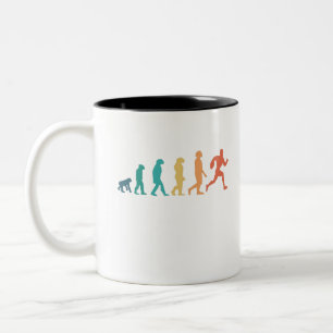 Funny Rugby Player Human Evolution Sport Retro Tweekleurige Koffiemok