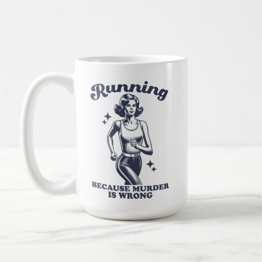 Funny Running Because Murder Is Wrong Retro 15oz Koffiemok (Links)