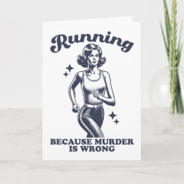 Funny Running Because Murder Is Wrong Retro Kaart