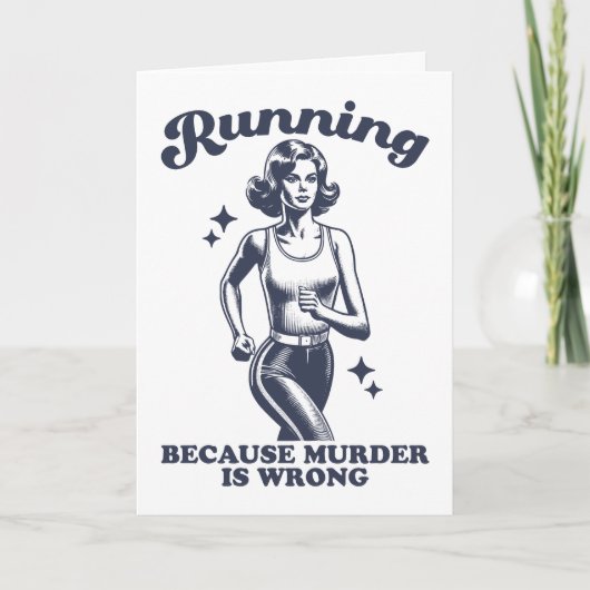 Funny Running Because Murder Is Wrong Retro Kaart (Voorkant)