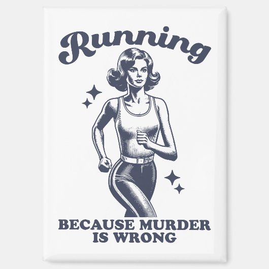 Funny Running Because Murder Is Wrong Retro Magneet (Voorkant)