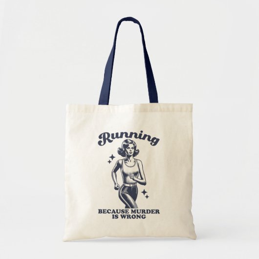 Funny Running Because Murder Is Wrong Retro Tote Bag (Voorkant)