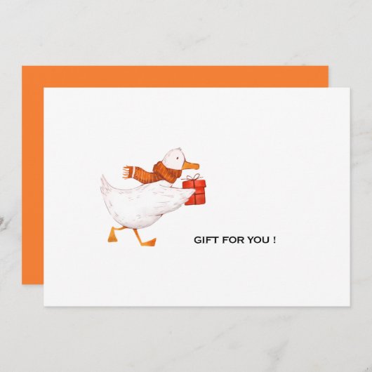 Funny Running Cartoon Duck Christmas Feestdagenkaart (Voorkant / Achterkant)