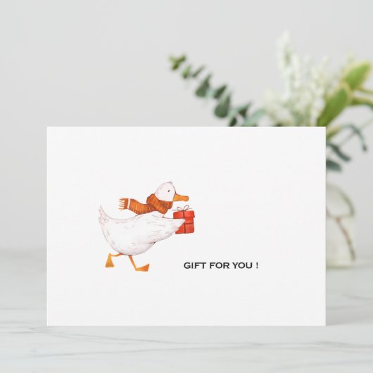 Funny Running Cartoon Duck Christmas Feestdagenkaart (Staand voorkant)