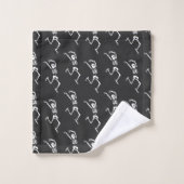 Funny Running Skeleton Black and White Halloween Bad Handdoek (Wasdoekje)
