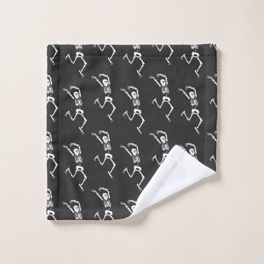 Funny Running Skeleton Black and White Halloween Bad Handdoek (Wasdoekje)