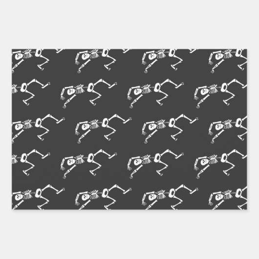 Funny Running Skeleton Black and White Halloween Inpakpapier Vel (Voorkant 2)