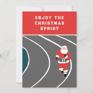 Funny Running Track and Field Kerstmis Feestdagenkaart