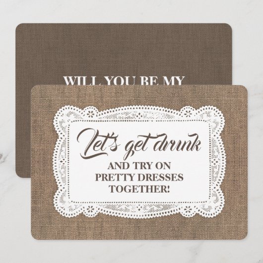 Funny Rustic Bridesmaid / Maid of Honor proposal Kaart (Voorkant / Achterkant)